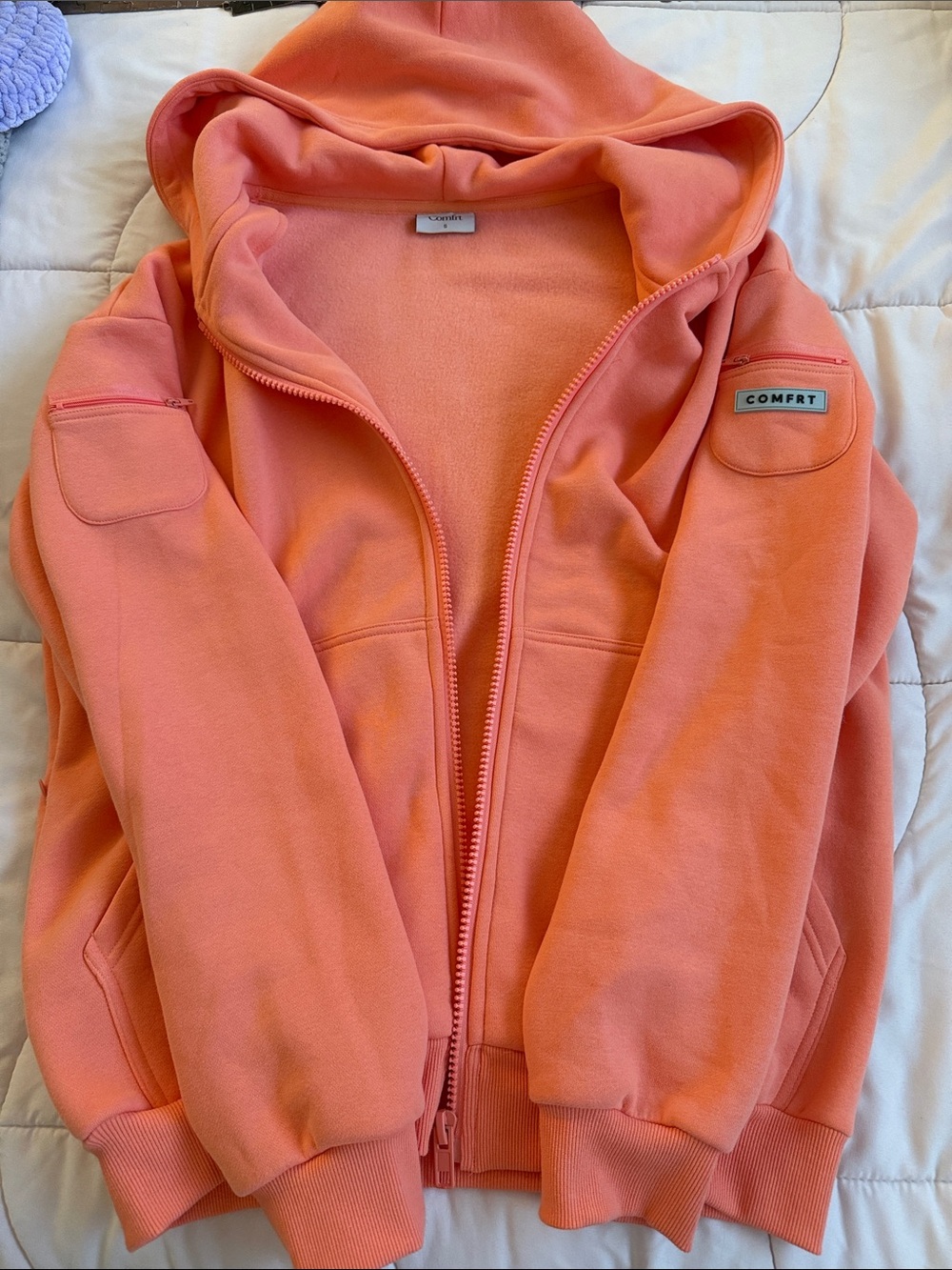 Women's Coral Zip-Up Hoodie - Picture 3 of 12